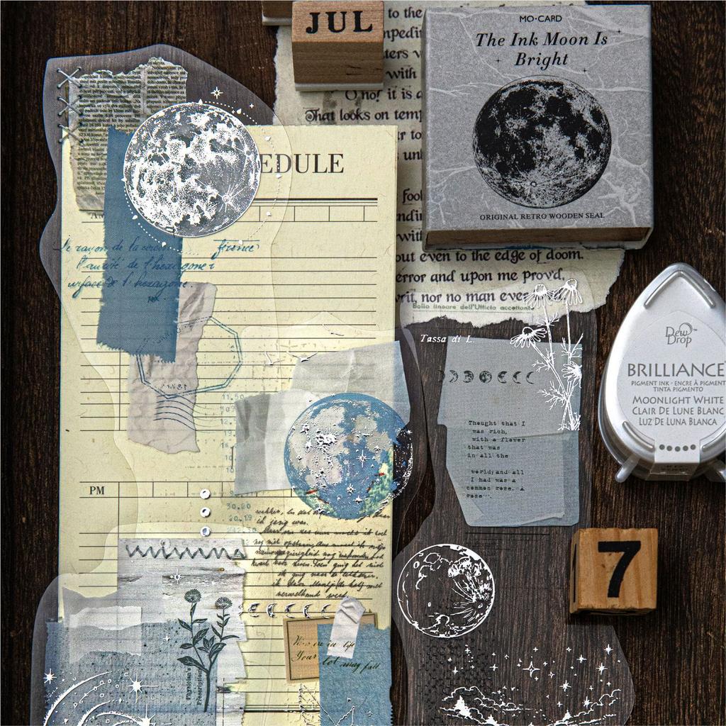 5pcs/1lot Sticker Pack for Moon Series Retro Moon Theme DIY Decorative Stickers