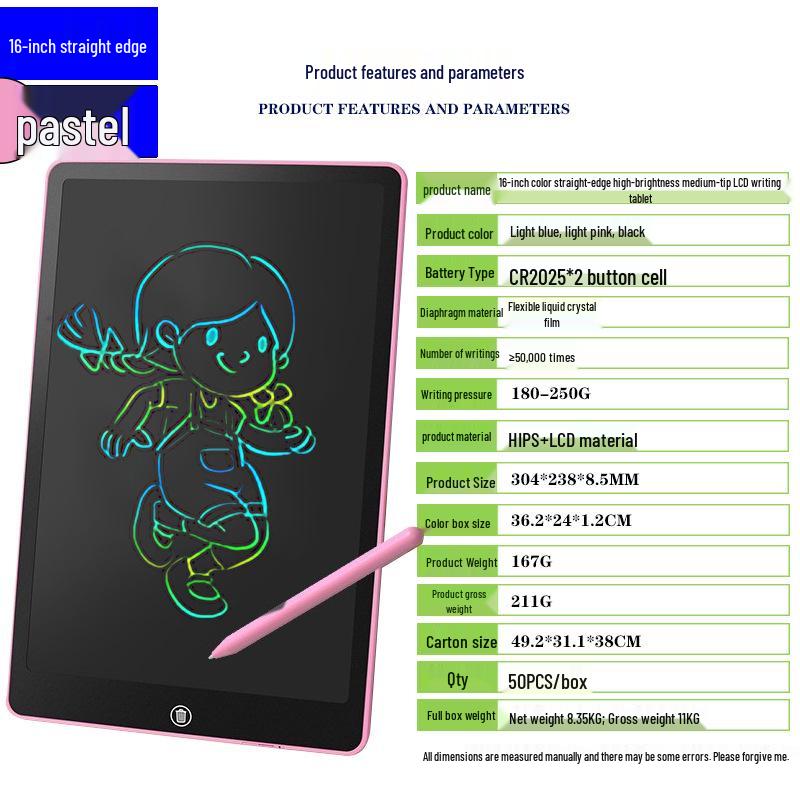 Kids' LCD Drawing Tablet - 6.5/8.5/10/12 Inch with One-Click Clear Screen