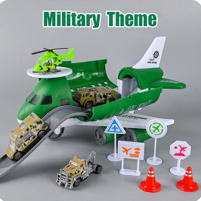 

Большой собранный инженерный самолет, грузовой автомобиль, игровой набор, многофункциональная развивающая модель игрушки с 4 шт., маленькие игрушечные машинки из сплава Military