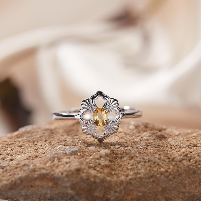 S925 Sterling Silver Natural Colored Treasure Necklace Women'S Niche Light Luxury High-End Set French Retro Brushed Collarbone Chain