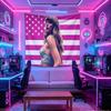 American Flag Singer Wall Tapestry Neon Aesthetic Polyester Hanging Tapestry For Gaming Room Dorm Bedroom Home Decor
