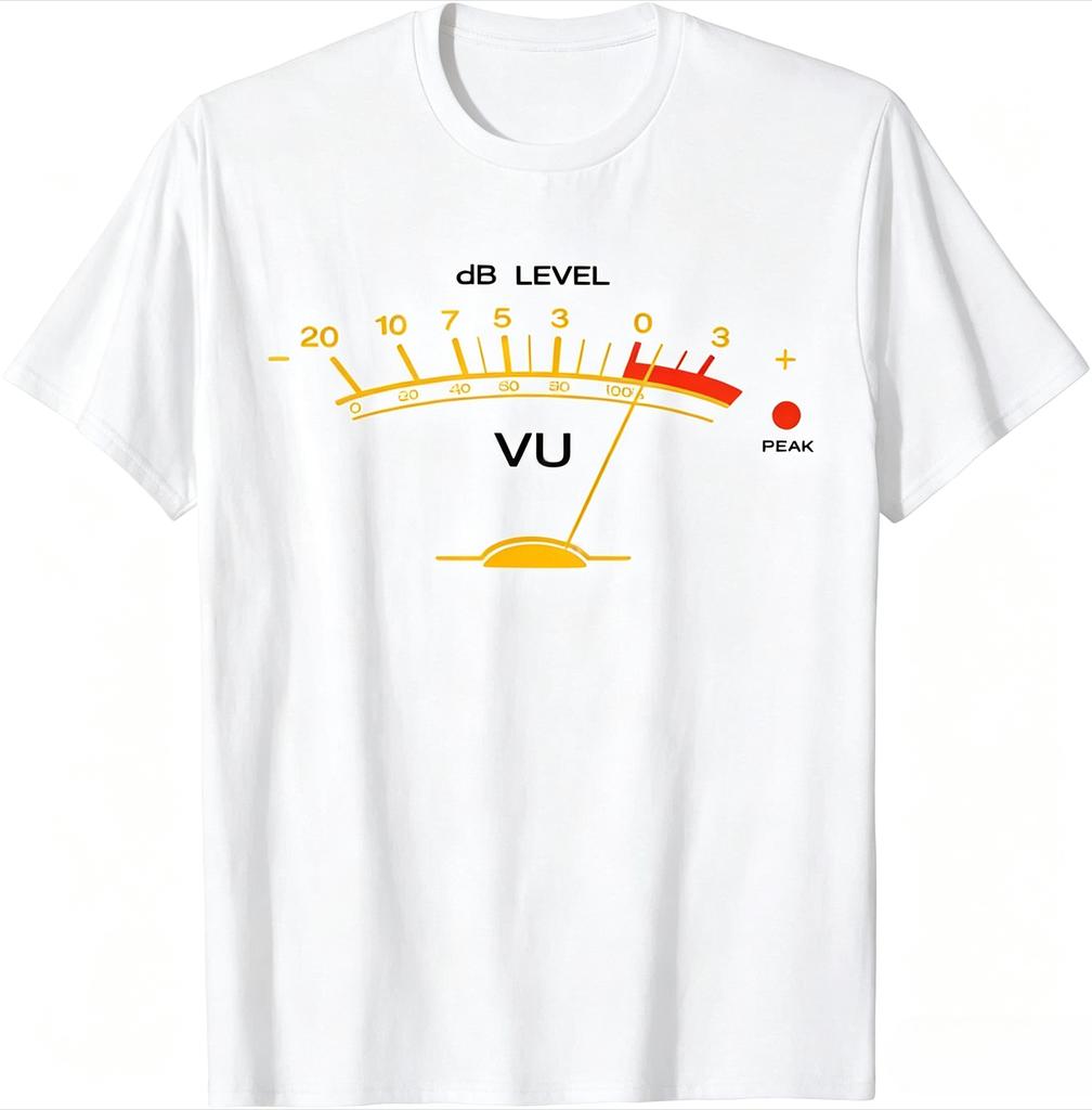 Vu Db Audio Meter T Shirt Unisex Unisex Short Sleeve Retro Sound Level Gauge Studio Engineer Graphic Crew Neck Cotton Music Fan Tee