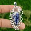 Daughters Day Sale Pear Sodalite Gemstone 925 Sterling Silver Pendant Jewelry