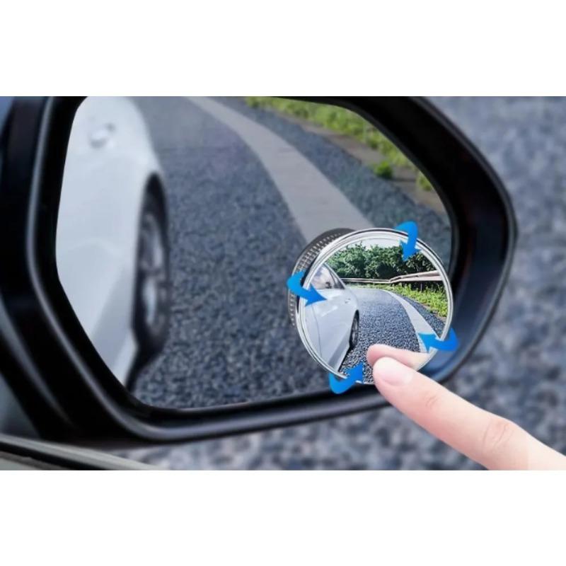 2Pcs Car Round Frame Convex Wide-angle Clear Rearview Auxiliary Mirror 360 Degree Blind Spot Mirror Adjustable Driving