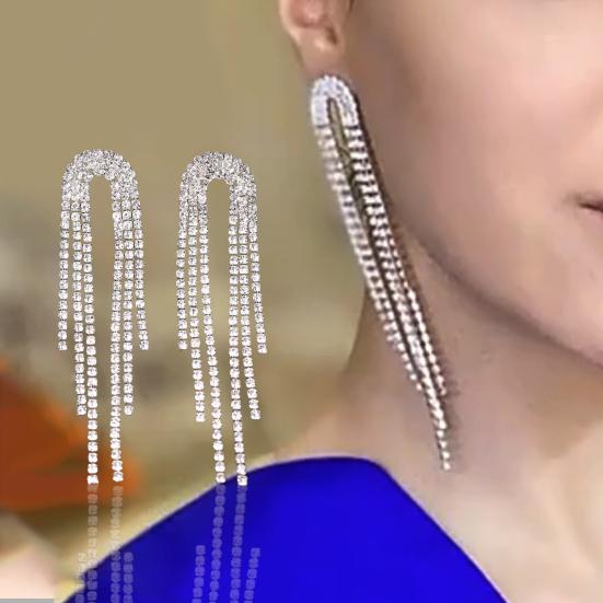 1 пара серег-капель с кисточками и стразами, ювелирные изделия, блестящие висячие серьги в корейском стиле