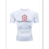 Men'S Unity of Raw Print Compression T-Shirt, White Quick Dry Short Sleeve Gym Workout Tee, Cherry Blossom Logo Athletic Fitness Training Top