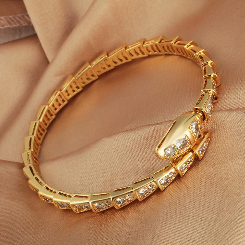 High-end Fashionable Light Luxury Geometric Snake-shaped High-jointed Bracelet Open Trend Bracelet One Size(18CM~21CM)