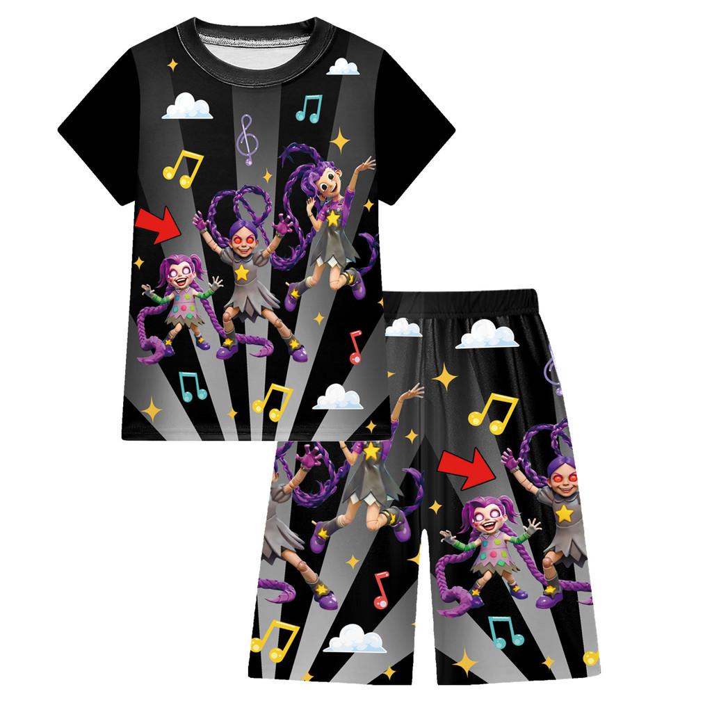 

19773 Multi-color Girls Lily Lovebraids Printed Short Sleeves T-Shirt Pants Shorts Sets 160cm чорний