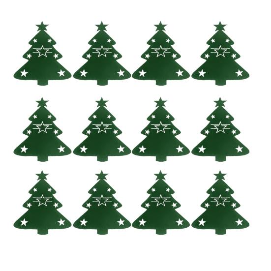 12Pcs Christmas Cutlery Set Christmas Tree Design Felt Washable Reusable Felt Knife Fork Cutlery Bag Holiday Table Decoration