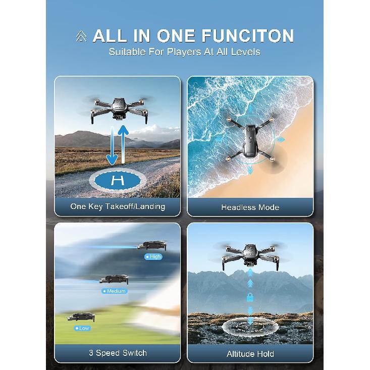 Foldable Brushless Drone with 4K HD Camera for Adults, RC Quadcopter, 30 Minutes Flight Time, One Key Take Off/Land,Altitude Hold,360° Flip with