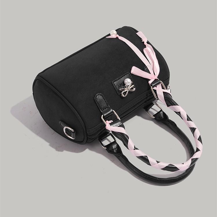 2025 New Fashion High-End Handbag Niche Girly Heart Bow Boston Commuter Shoulder Crossbody Bag