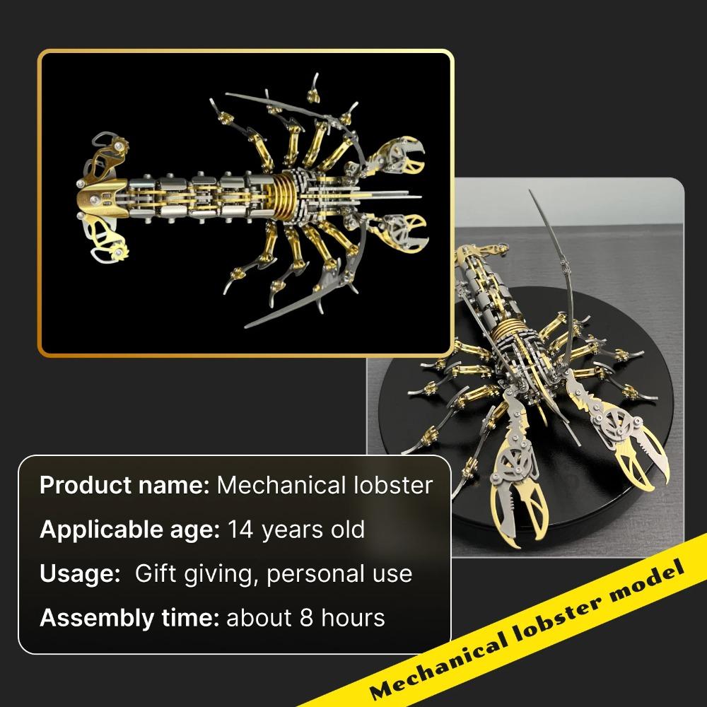 DIY Mechanical Assembly 3D Metal Lobster Stainless Steel Puzzle Decompression Model Kit Personalized Gift Toy