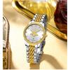 Women Quartz Wrist Watch Bee Dial Rhinestone Decor Date Window Elegant Stainless Steel Wristwatch