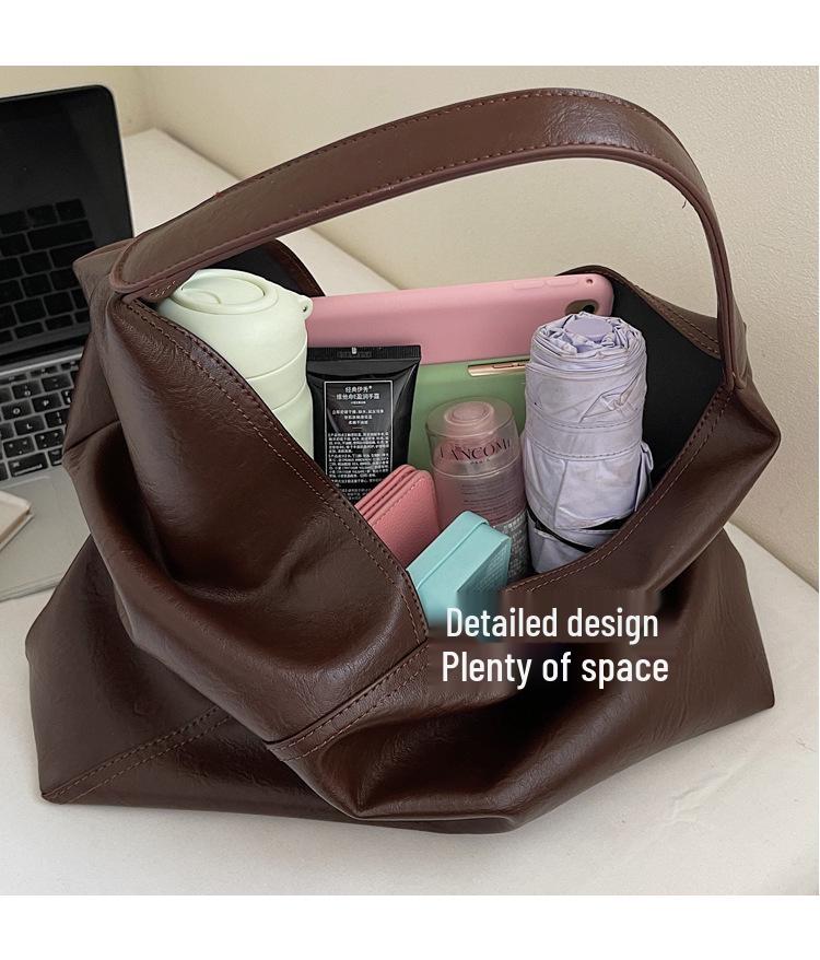 Retro Large Capacity Women's Tote Bag - Autumn/Winter Korean Style, Simple Versatile Single Shoulder Underarm Bag for Casual Commutes