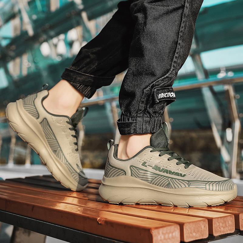 Men Running Shoes Breathable Outdoor Sport Sneakers Air Mesh Gym Elastic Knitting Vamp Tennis Shoes  De Deporte