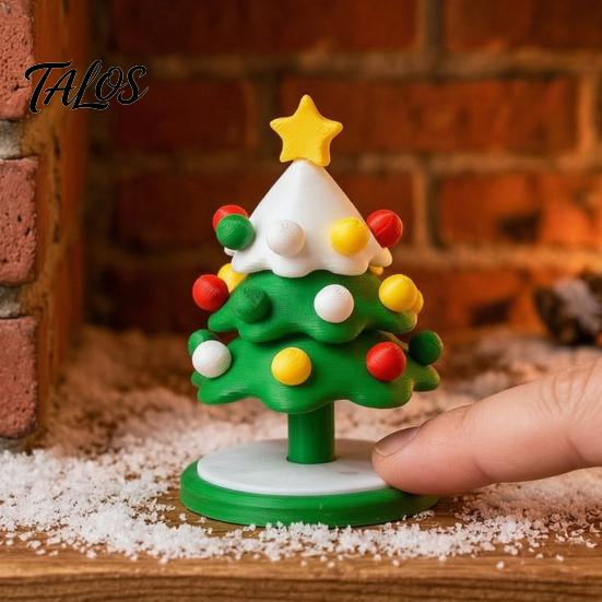 Holiday Home Decor Gifts 3D Printed Mini Dancing Christmas Tree Figurine, 360° Rotatable Fun Interactive Figures Toy, Cute Xmas Desktop Ornament,