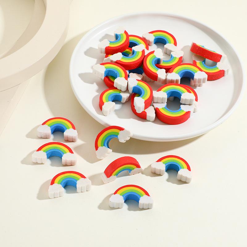 Colorful Creative Cartoon Eraser Set: Rainbow Gift for Kids' Stationery