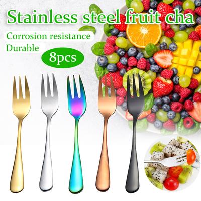 Stainless Steel Colourful Forks 8PC for Fruit Desserts Ice  Cake Forks