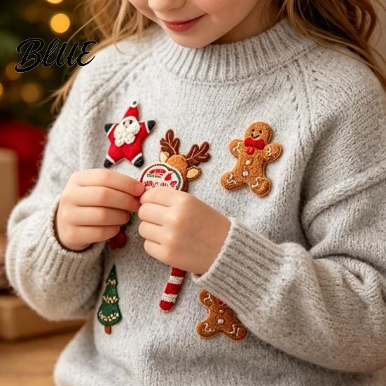 Creative Sewing Projects Christmas Felt Embroidery Brooch Kit for Beginners DIY Decorative Pins Set with Tools 3D Patch Handmade Art Crafts Festive