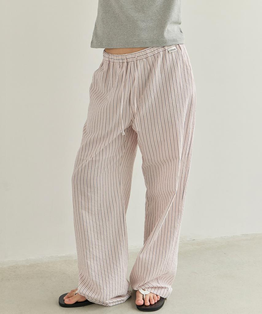 Leuba Light Washed Stripe Pants - Pink Stripe