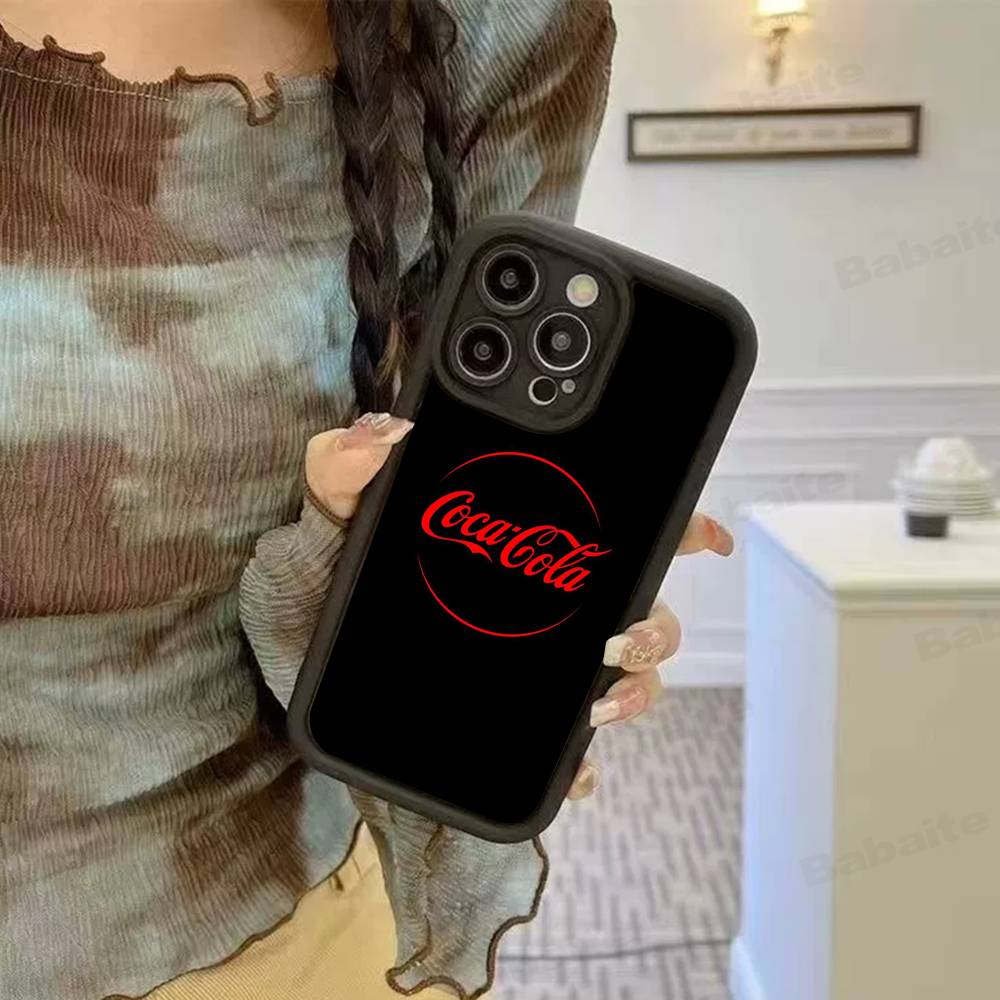 C-COCA Logo C-COLA Silicone Soft Phone Case For IPhone 17 16 14 13 12 11 15 Pro Max Plus Air Cover