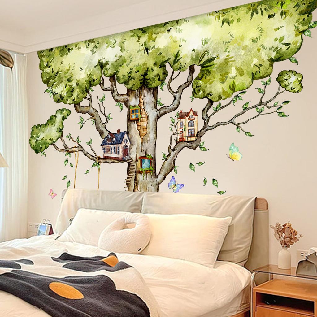 Hand-Painted Tree House Wall Sticker Self-Adhesive Decals Home Decoration
