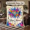 Floral Elegance Card 2 Theme Throw Blanket Custom Name Text Personalized Blanket Soft Cozy Blanket for Home Sofa Bed