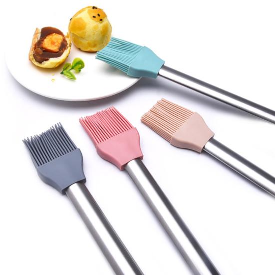 Oil Brush Multi-functional High Temperature Resistant Stainless Steel Handle Barbecue Baking Kitchen Cooking Brush for BBQ