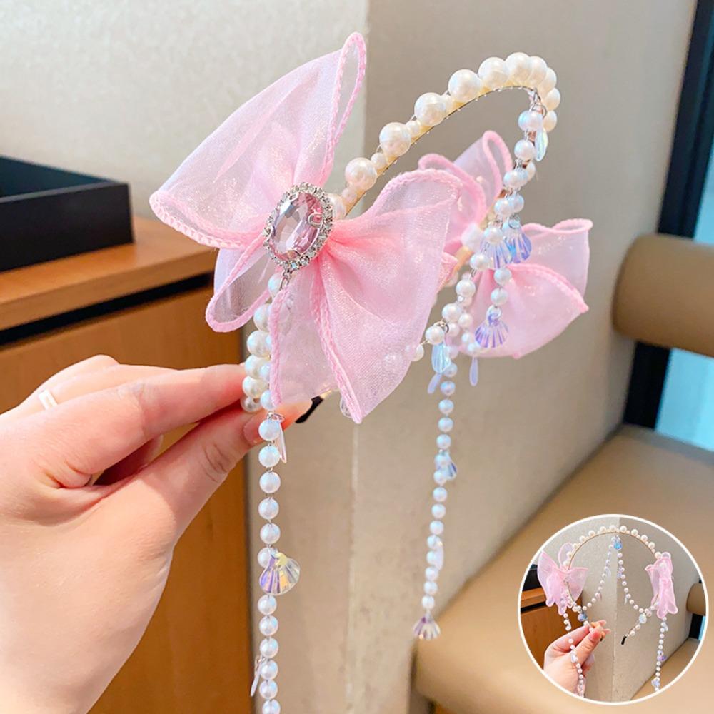Elastic Bowknot Headband Exquisite Mermaid Hair Chain Sweet Headdress  Photography Headwear