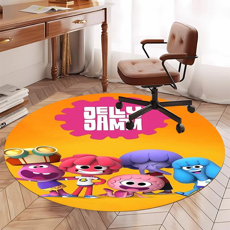 Jelly Jamm Printed Round Rug Carpet Chair Rug Area Rug Entryway Doormats,for Office Chair Living Room Bedroom Kitchen Room.