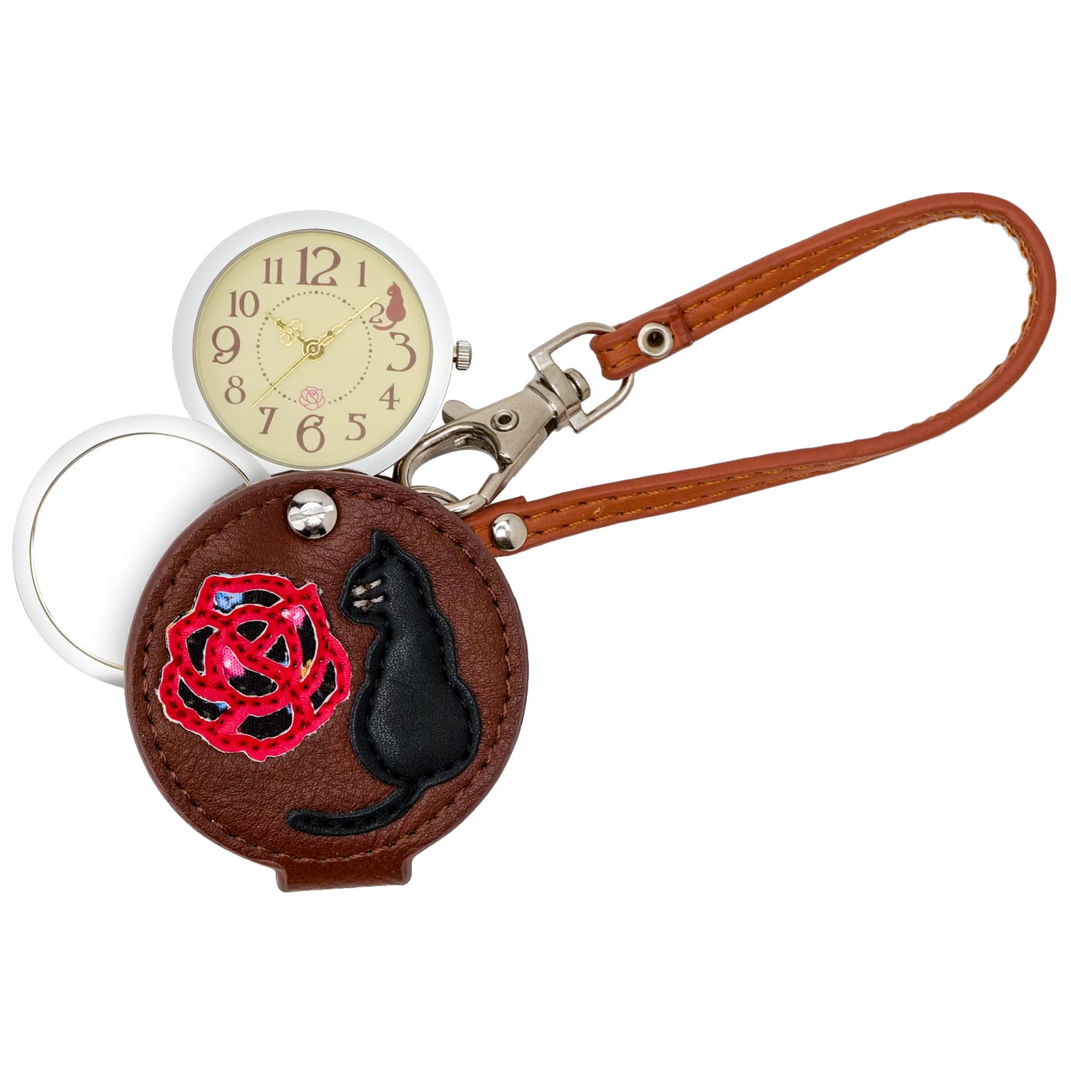 

Analogue Rose Cat Watch Bag Charm Watch with Magnifying Glass Brown [Fieldwork] LW039-3 Women s