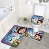 Demon Slayer Art 3Pcs Flannel Toilet Mat Set Bathroom Rug Bath Carpet Non Slip Home Decor Toilet 3 Pcs Bathroom Textile Set