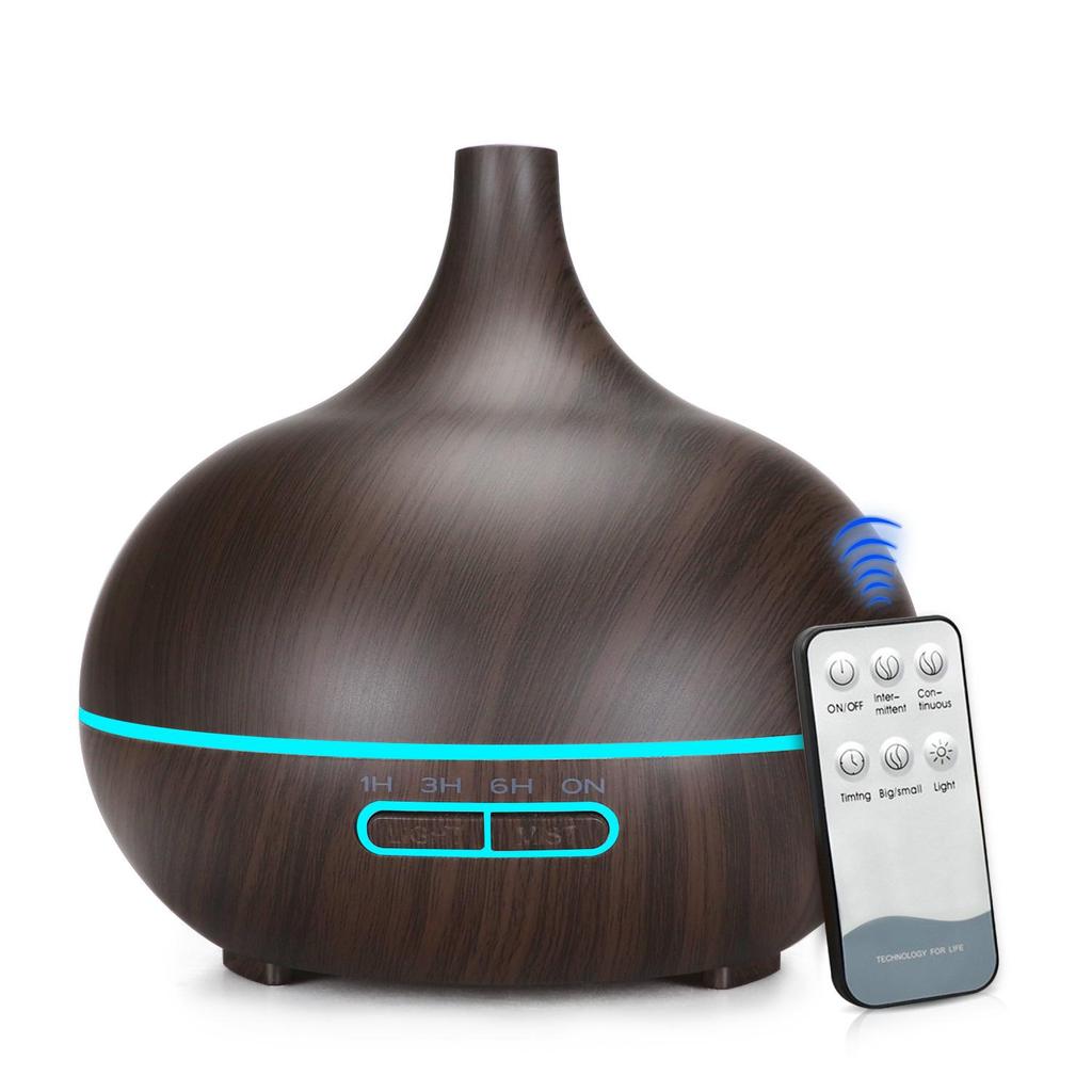 Wood Grain 400ml Ultrasonic Essential Oil Diffuser with Remote Control and Seven-Color LED