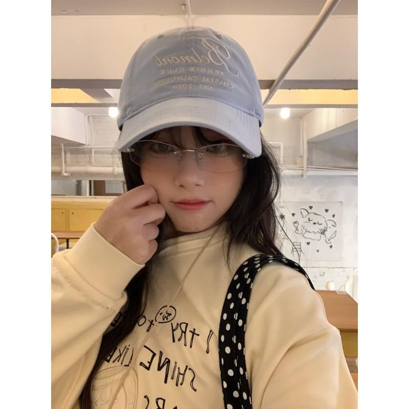 Womens Embroidered Letter Baseball Cap Adjustable Cotton Hat Casual Wear Face-Slimming Visor Adjustable