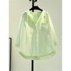 Top Oversize Manica Lunga Moda Coreana Camicetta Bianca Camicia Donna Felpa con Cappuccio Casual Cotone Bluse