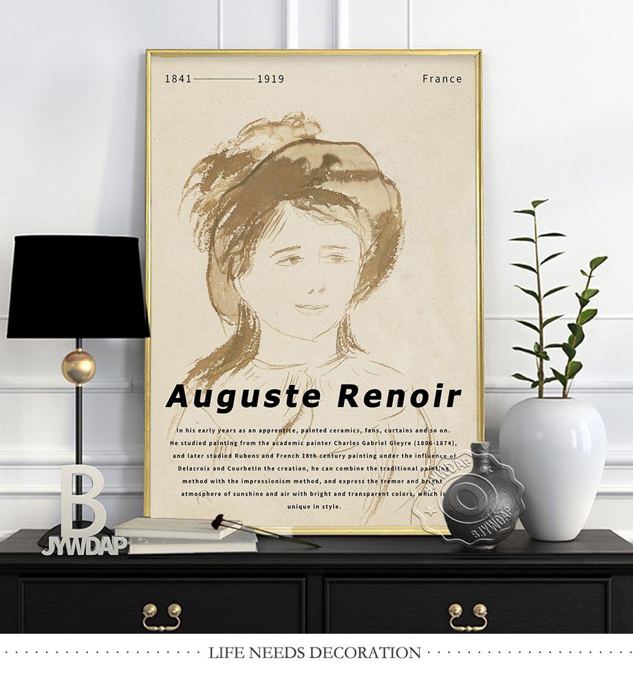 France Pierre-Auguste Renoir Canvas Painting, Auguste Renoir Impressionism Exhibition Museum Poster, Vintage Oil Paint Home Decor No Frame