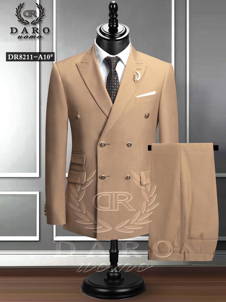 Men's Large Double-Breasted Wedding Suit & Groomsmen Two-Piece Set