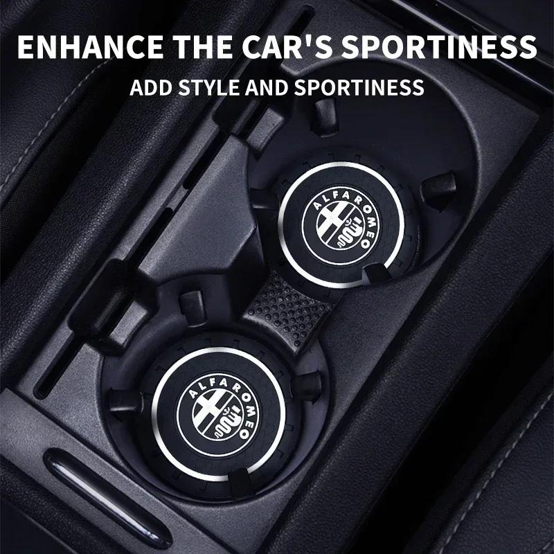 XCKPY1 Car Stickers For Alfa Romeo 1/2pcs Car Coaster Water Cup Slot Non-Slip Mat Pad Silicone For Alfa Romeo Giulietta GT 159 147 156