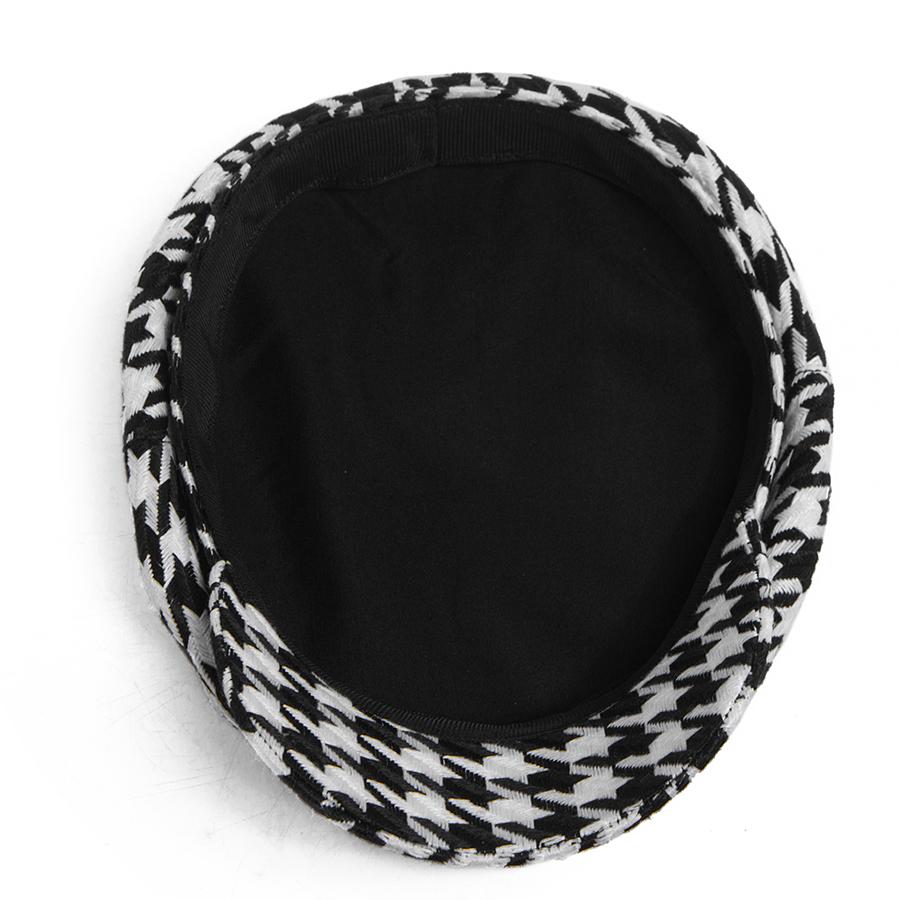 Visgraat Baret Nieuwsjongenspet Dames Vintage Geruit Bakkerspet Casual Vizier Platte Petten Dames Voor 56-58cm Hoofdomtrek