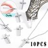 10Pcs Stainless Steel Cross Charms, Anti-Tarnish Religious Cross Pendants 3 Sizes For DIY Necklaces Bracelets Earrings Jewelry Making Supplies