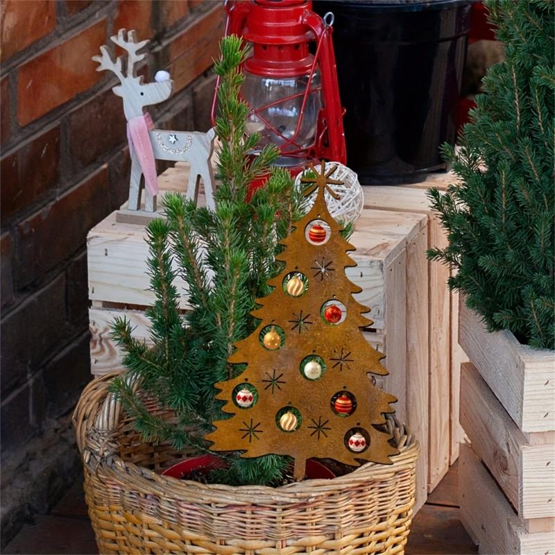 Handcrafted Metal Holiday Tree Ornament Decorative Christmas Decoration For Indoor Tabletop Party Supplies