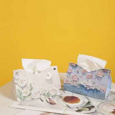 Luxuriöse Taschentuchbox im Ölgemälde-Stil - Hochwertiger Ausziehdosierer für Wohnzimmer, Toilette, Restaurant.