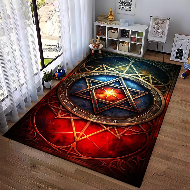 Star and Geometric Patterned Rug Design Non-slip rug suitable for living room and bedroom sofas