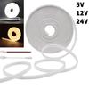 5V 12V 24V Soft Flexible Neon Strips LED Tape Rope 2835 SMD 120LEDs/M Silicon Tube Waterproof DIY Sign Light Bar Cold Warm White