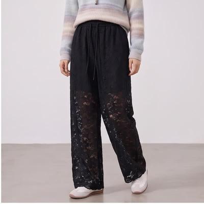 KOMPASU Damen Schlankmachende Gerade Bein Weite Bein Spitze Hohl Casual Hose