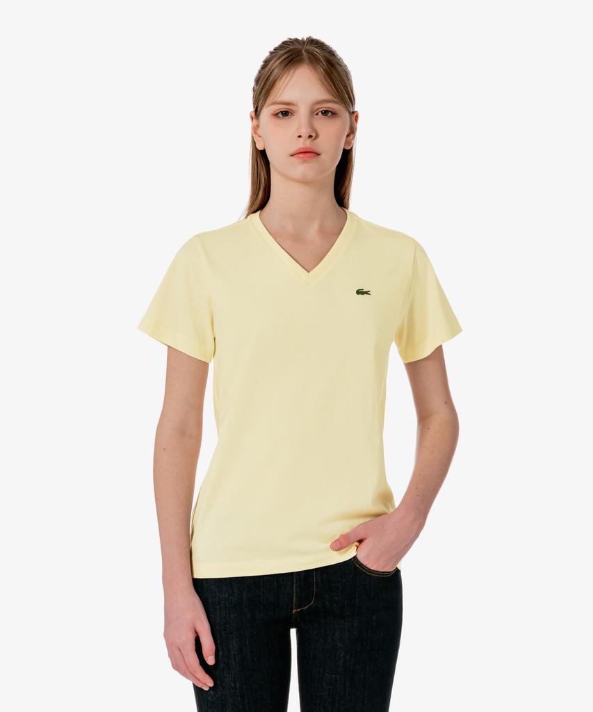 LACOSTE Women'S Basic V-Neck Short Sleeve T-Shirt Tf833E-56G S7G