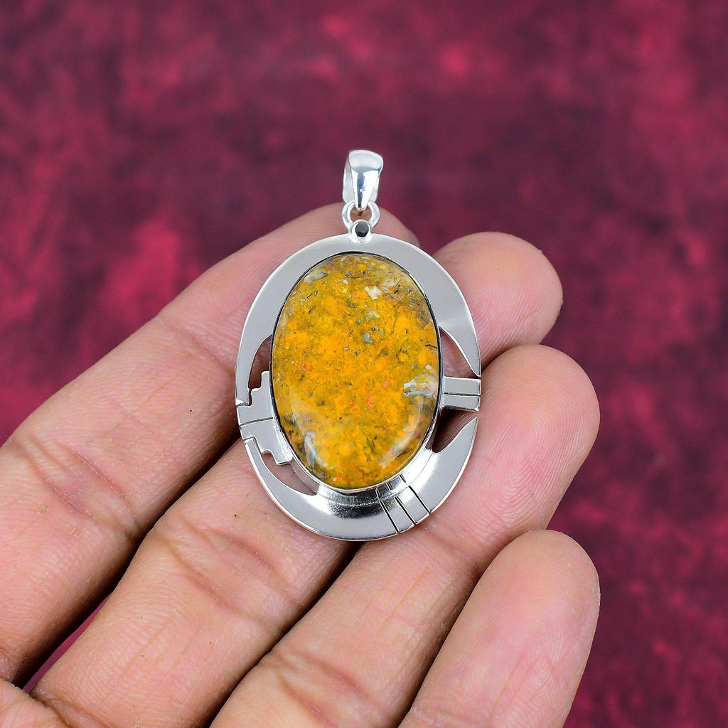 Bumblebee Jasper Pendant, 925 Solid Sterling Silver Gemstone Jewelry, Handmade Pendant, For Mother Day