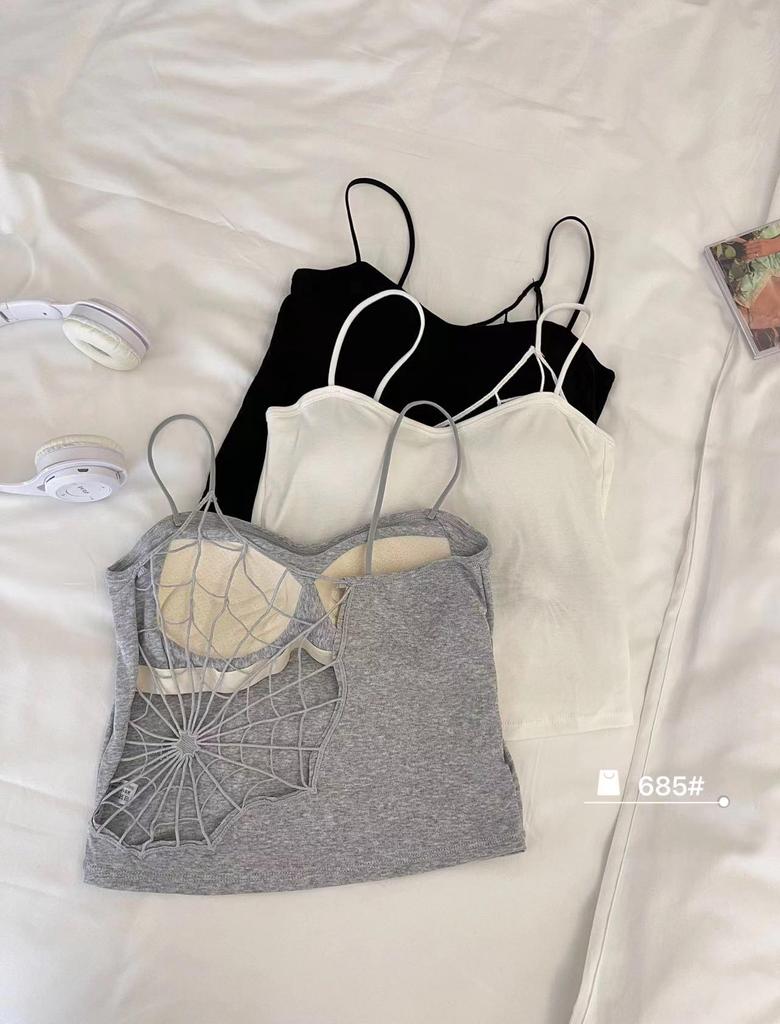 Spicy Girl Pure Cotton Back Support Camisole with Built-in Cups and Chest Pad