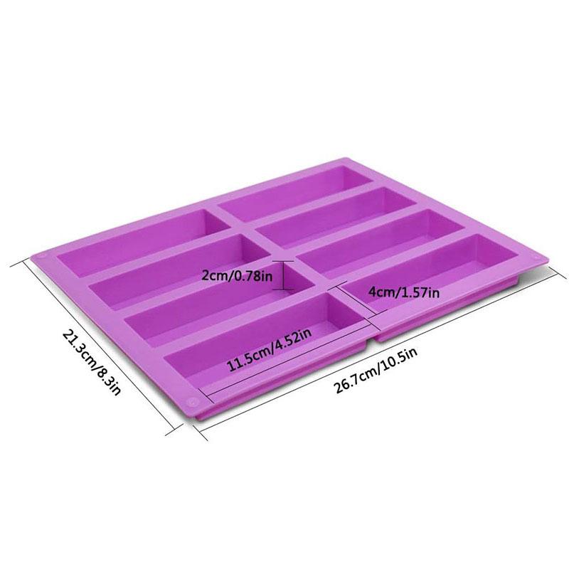 8 Cavity Rectangle Granola Bar Silicone Molds Nutrition Cereal Protein Energy Bar Chocolate Butter Cake Loaf Bread Baking Pan фиолетовый