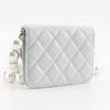 CHANEL Pearl strap flap wallet Shoulder Bag AP1838 Matelasse light blue leather/Fake pearl Women Used